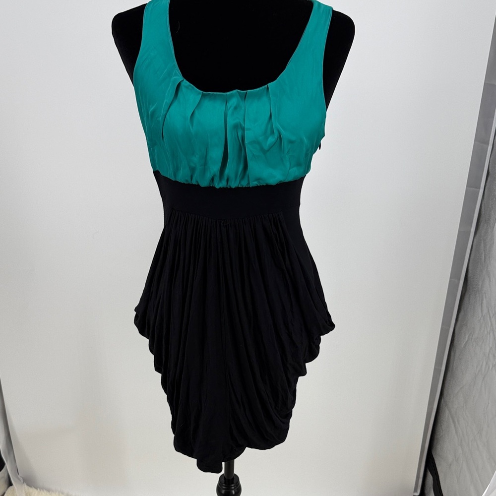 Vtg Y2K Teal and Black Women's Dress size large